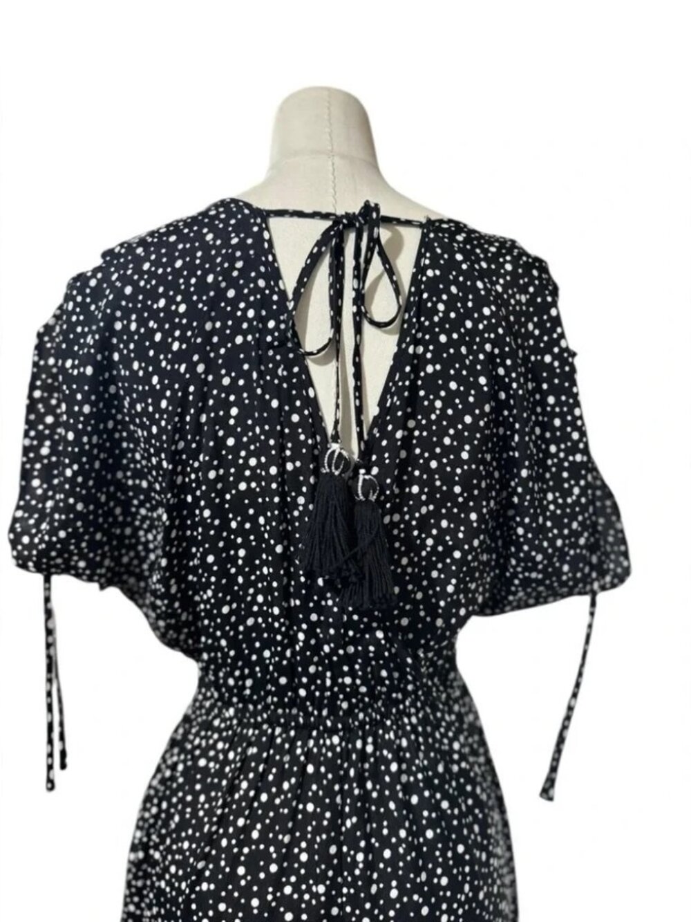 Band of Gypsies Amsterdam Polka Dot Tie-Detail Jumpsuit XS - Picture 4 of 8